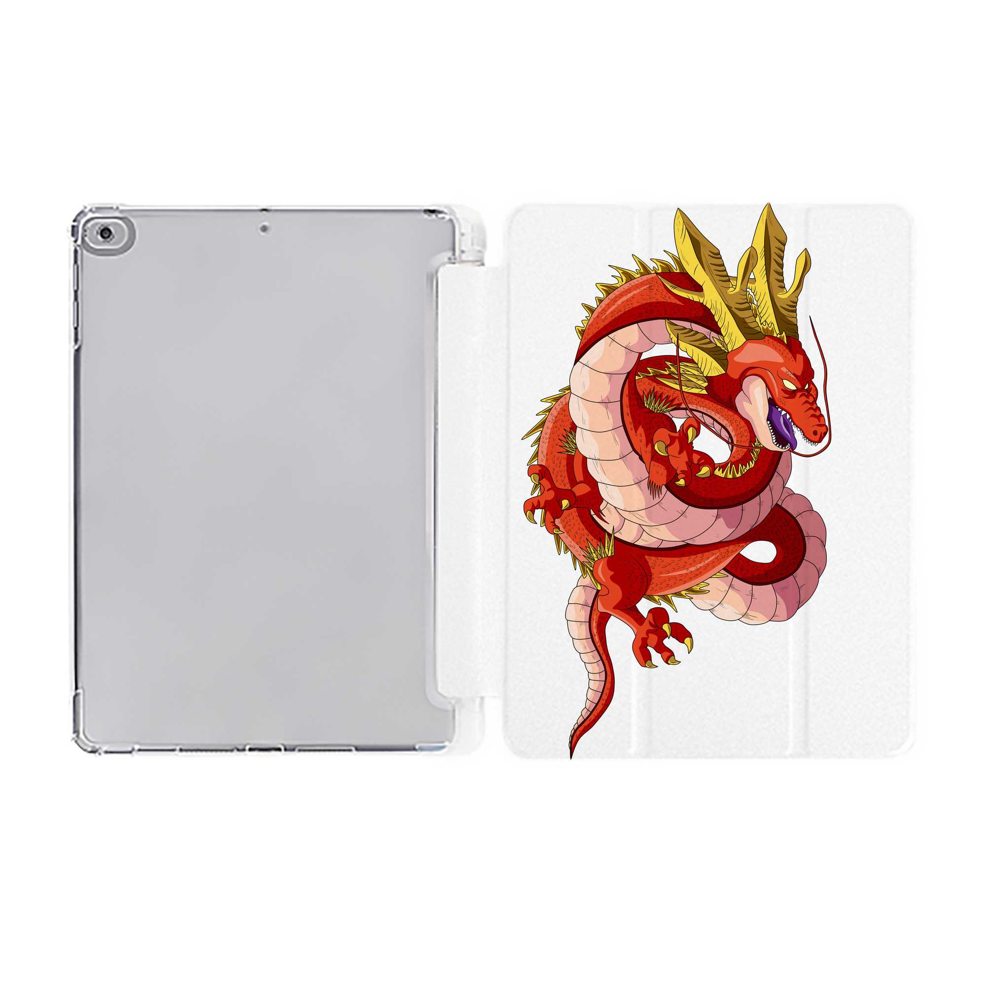 （画像用） ドラゴンボール 神龍 シェンロン DRAGON BALL Shenron IPad ケース ペン収納付き 三つ折りスタンド PUレザー×シリコン 対応機種9.5/10.5/10.9インチ